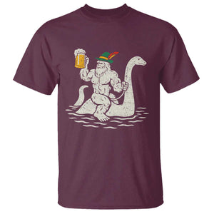 Funny Bigfoot Loch Ness Monster Oktoberfest T Shirt German Oktoberfest Sasquatch Drinking TS10 Maroon Print Your Wear