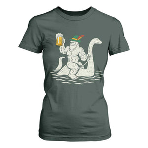 Funny Bigfoot Loch Ness Monster Oktoberfest T Shirt For Women German Oktoberfest Sasquatch Drinking TS10 Dark Forest Green Print Your Wear