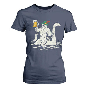Funny Bigfoot Loch Ness Monster Oktoberfest T Shirt For Women German Oktoberfest Sasquatch Drinking TS10 Navy Print Your Wear