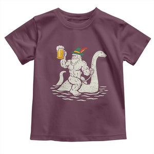 Funny Bigfoot Loch Ness Monster Oktoberfest Toddler T Shirt German Oktoberfest Sasquatch Drinking TS10 Maroon Print Your Wear
