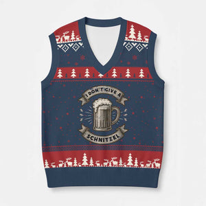 Funny Oktoberfest V-Neck Knit Sweater Vest I Dont Give A Schnitzel German Beer Wurst TS10 Navy Red Print Your Wear