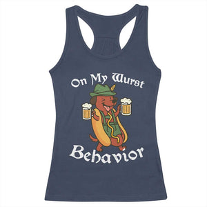 Oktoberfest On My Wurst Behavior Racerback Tank Top Funny German TS10 Navy Print Your Wear