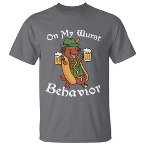 Oktoberfest On My Wurst Behavior T Shirt Funny German TS10 Charcoal Print Your Wear
