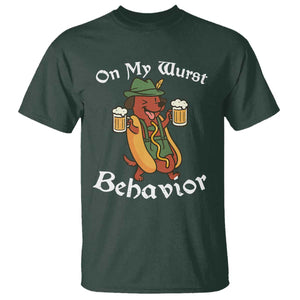 Oktoberfest On My Wurst Behavior T Shirt Funny German TS10 Dark Forest Green Print Your Wear