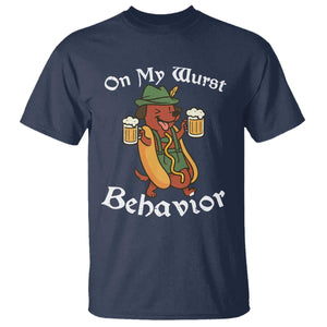 Oktoberfest On My Wurst Behavior T Shirt Funny German TS10 Navy Print Your Wear