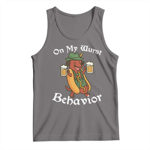 Oktoberfest On My Wurst Behavior Tank Top Funny German TS10 Deep Heather Print Your Wear
