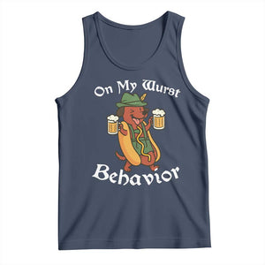 Oktoberfest On My Wurst Behavior Tank Top Funny German TS10 Navy Print Your Wear