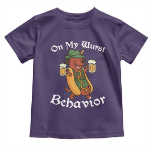 Oktoberfest On My Wurst Behavior Toddler T Shirt Funny German TS10 Purple Print Your Wear