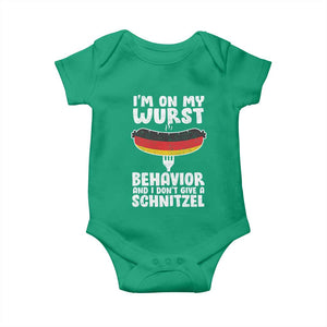 Oktoberfest On My Wurst Behavior Baby Onesie Dont Give Schnitzel Funny German TS10 Irish Green Print Your Wear