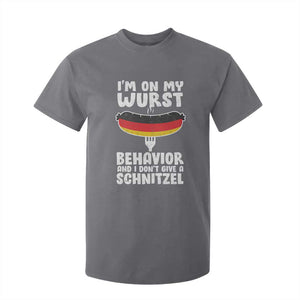 Oktoberfest On My Wurst Behavior T Shirt For Kid Dont Give Schnitzel Funny German TS10 Charcoal Print Your Wear
