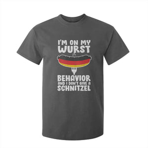 Oktoberfest On My Wurst Behavior T Shirt For Kid Dont Give Schnitzel Funny German TS10 Dark Heather Print Your Wear