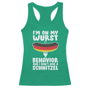 Oktoberfest On My Wurst Behavior Racerback Tank Top Dont Give Schnitzel Funny German TS10 Irish Green Print Your Wear