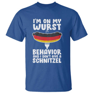 Oktoberfest On My Wurst Behavior T Shirt Dont Give Schnitzel Funny German TS10 Royal Blue Print Your Wear