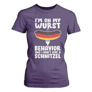 Oktoberfest On My Wurst Behavior T Shirt For Women Dont Give Schnitzel Funny German TS10 Purple Print Your Wear