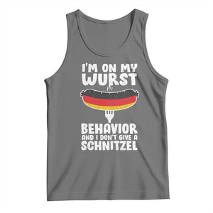 Oktoberfest On My Wurst Behavior Tank Top Dont Give Schnitzel Funny German TS10 Black Heather Print Your Wear