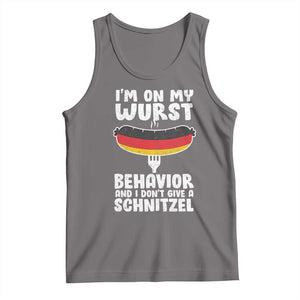 Oktoberfest On My Wurst Behavior Tank Top Dont Give Schnitzel Funny German TS10 Deep Heather Print Your Wear