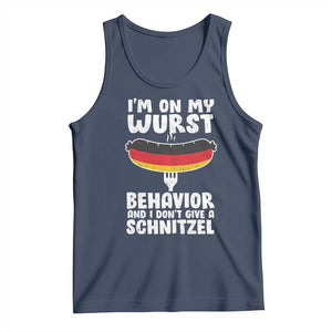 Oktoberfest On My Wurst Behavior Tank Top Dont Give Schnitzel Funny German TS10 Navy Print Your Wear