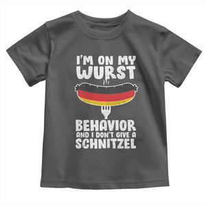 Oktoberfest On My Wurst Behavior Toddler T Shirt Dont Give Schnitzel Funny German TS10 Dark Heather Print Your Wear