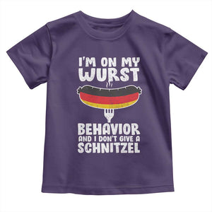 Oktoberfest On My Wurst Behavior Toddler T Shirt Dont Give Schnitzel Funny German TS10 Purple Print Your Wear