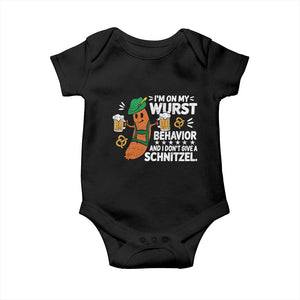 Funny Oktoberfest Baby Onesie On My Wurst Behavior Sarcastic German TS10 Black Print Your Wear