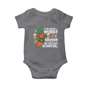 Funny Oktoberfest Baby Onesie On My Wurst Behavior Sarcastic German TS10 Charcoal Print Your Wear