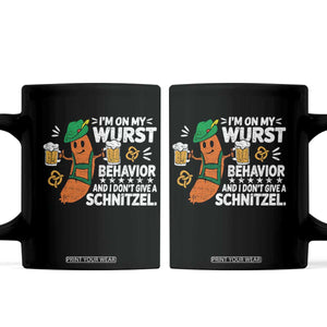 Funny Oktoberfest Coffee Mug On My Wurst Behavior Sarcastic German TS10 Black Print Your Wear