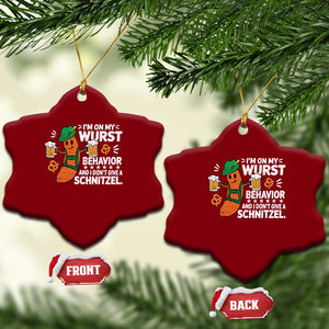Funny Oktoberfest Ceramic Ornament On My Wurst Behavior Sarcastic German TS10 Print Your Wear