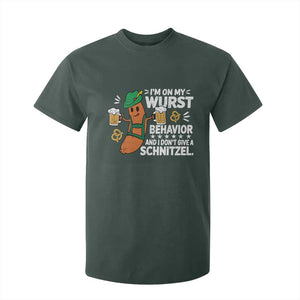 Funny Oktoberfest T Shirt For Kid On My Wurst Behavior Sarcastic German TS10 Dark Forest Green Print Your Wear