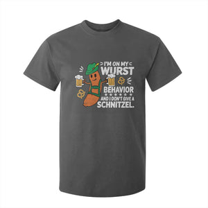 Funny Oktoberfest T Shirt For Kid On My Wurst Behavior Sarcastic German TS10 Dark Heather Print Your Wear