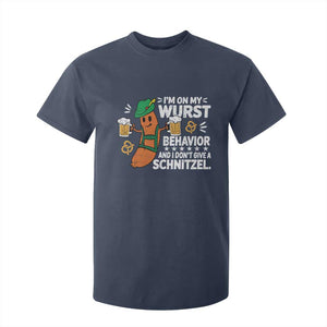 Funny Oktoberfest T Shirt For Kid On My Wurst Behavior Sarcastic German TS10 Navy Print Your Wear