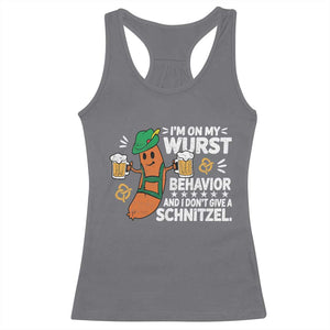 Funny Oktoberfest Racerback Tank Top On My Wurst Behavior Sarcastic German TS10 Charcoal Print Your Wear