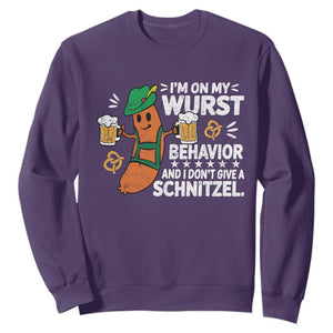 Funny Oktoberfest Sweatshirt On My Wurst Behavior Sarcastic German TS10 Purple Print Your Wear
