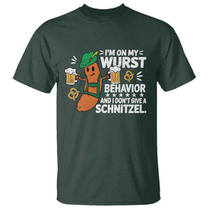Funny Oktoberfest T Shirt On My Wurst Behavior Sarcastic German TS10 Dark Forest Green Print Your Wear