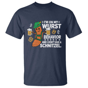 Funny Oktoberfest T Shirt On My Wurst Behavior Sarcastic German TS10 Navy Print Your Wear