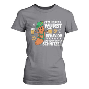Funny Oktoberfest T Shirt For Women On My Wurst Behavior Sarcastic German TS10 Charcoal Print Your Wear