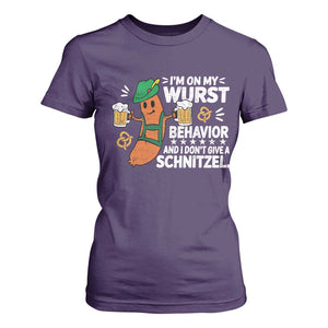 Funny Oktoberfest T Shirt For Women On My Wurst Behavior Sarcastic German TS10 Purple Print Your Wear