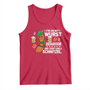 Funny Oktoberfest Tank Top On My Wurst Behavior Sarcastic German TS10 Red Print Your Wear