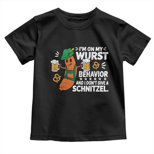 Funny Oktoberfest Toddler T Shirt On My Wurst Behavior Sarcastic German TS10 Black Print Your Wear