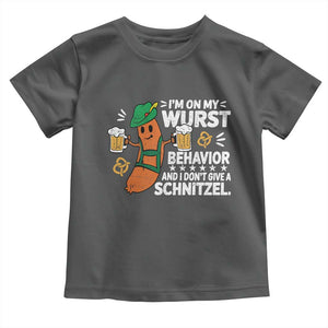 Funny Oktoberfest Toddler T Shirt On My Wurst Behavior Sarcastic German TS10 Dark Heather Print Your Wear