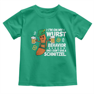 Funny Oktoberfest Toddler T Shirt On My Wurst Behavior Sarcastic German TS10 Irish Green Print Your Wear