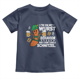 Funny Oktoberfest Toddler T Shirt On My Wurst Behavior Sarcastic German TS10 Navy Print Your Wear