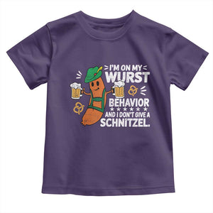 Funny Oktoberfest Toddler T Shirt On My Wurst Behavior Sarcastic German TS10 Purple Print Your Wear