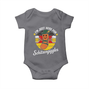 Funny Oktoberfest Baby Onesie Just Here for Schitzengiggles German Flag TS10 Charcoal Print Your Wear
