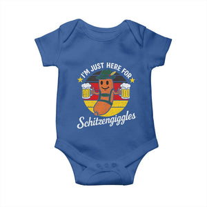 Funny Oktoberfest Baby Onesie Just Here for Schitzengiggles German Flag TS10 Royal Blue Print Your Wear