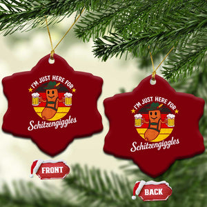 Funny Oktoberfest Ceramic Ornament Just Here for Schitzengiggles German Flag TS10 Print Your Wear