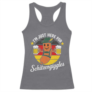 Funny Oktoberfest Racerback Tank Top Just Here for Schitzengiggles German Flag TS10 Charcoal Print Your Wear