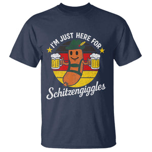 Funny Oktoberfest T Shirt Just Here for Schitzengiggles German Flag TS10 Navy Print Your Wear