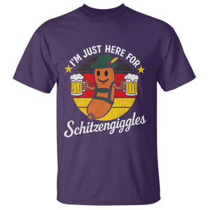 Funny Oktoberfest T Shirt Just Here for Schitzengiggles German Flag TS10 Purple Print Your Wear