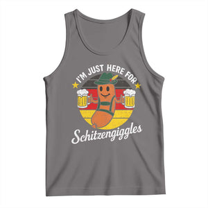 Funny Oktoberfest Tank Top Just Here for Schitzengiggles German Flag TS10 Deep Heather Print Your Wear