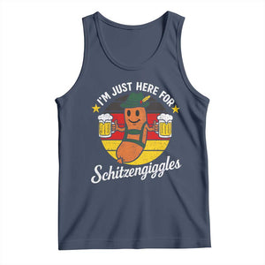 Funny Oktoberfest Tank Top Just Here for Schitzengiggles German Flag TS10 Navy Print Your Wear